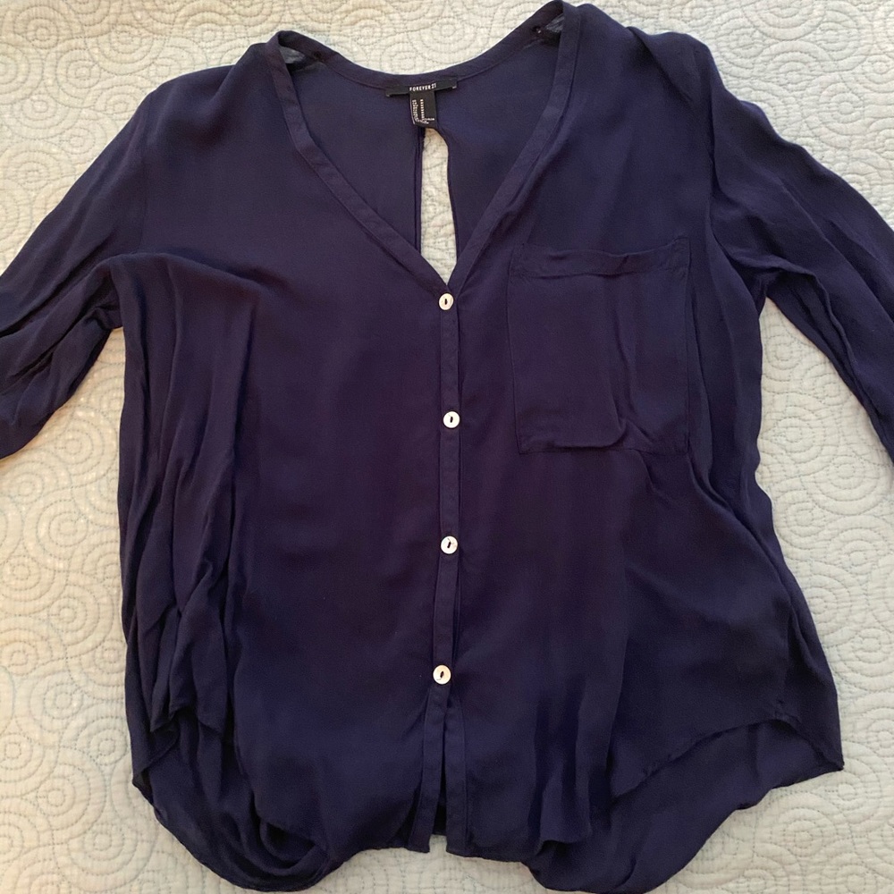 Open Back Button Up - Picture 1 of 5